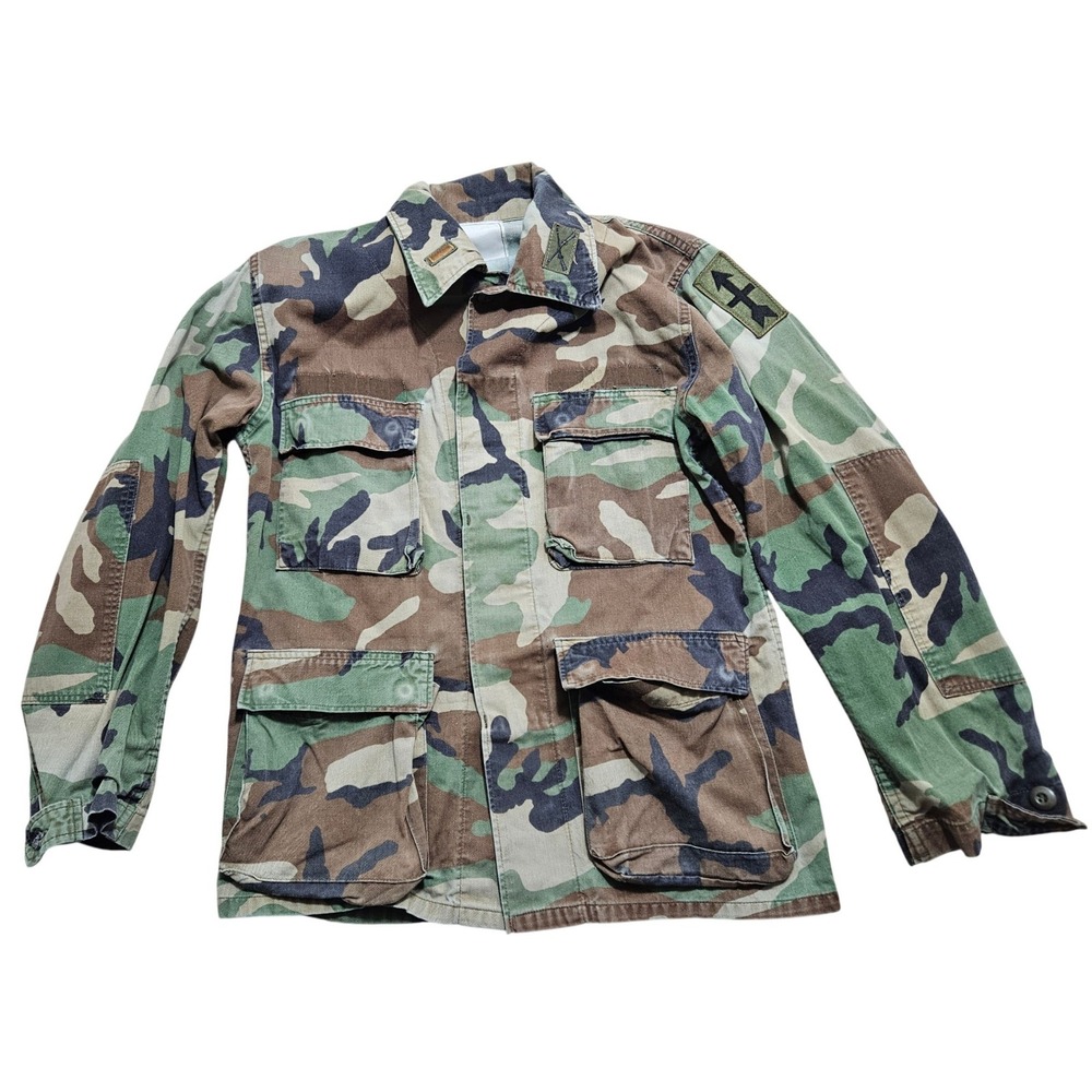 US Military Woodland Camo BDU Jacket 32nd Infantry Division Red Arrow Patch 19in